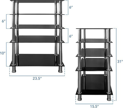 Mount-It! Tempered Glass AV Component Media Stand, Audio Tower and Media Center - Image 3
