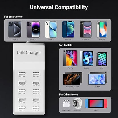 USB Charging Station 50w10A 10-Port Charger, Compatible - Image 3