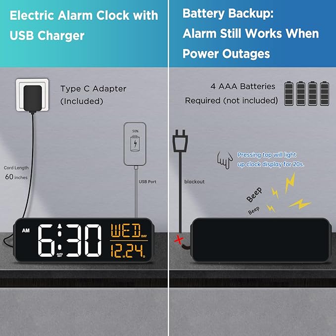 Peakeep Large Display Digital Alarm Clock - Image 5