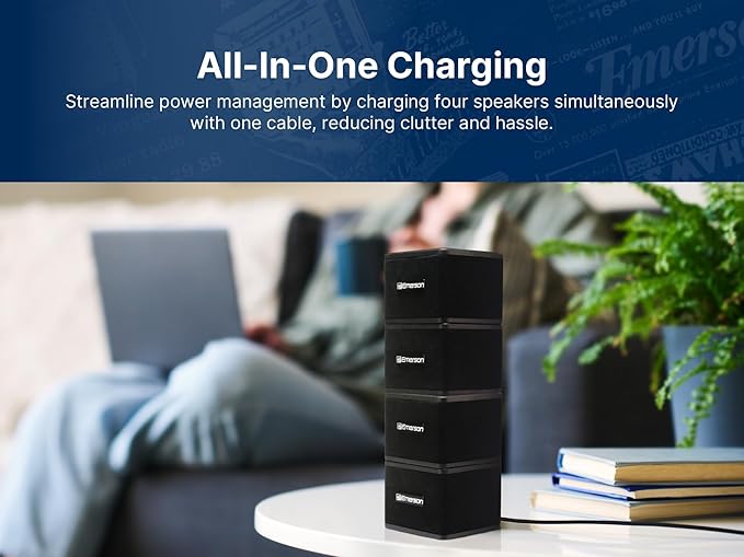 Emerson EAS-3006-BK Sound Blox – Wireless Magnetic Stackable Bluetooth Speakers - Image 4