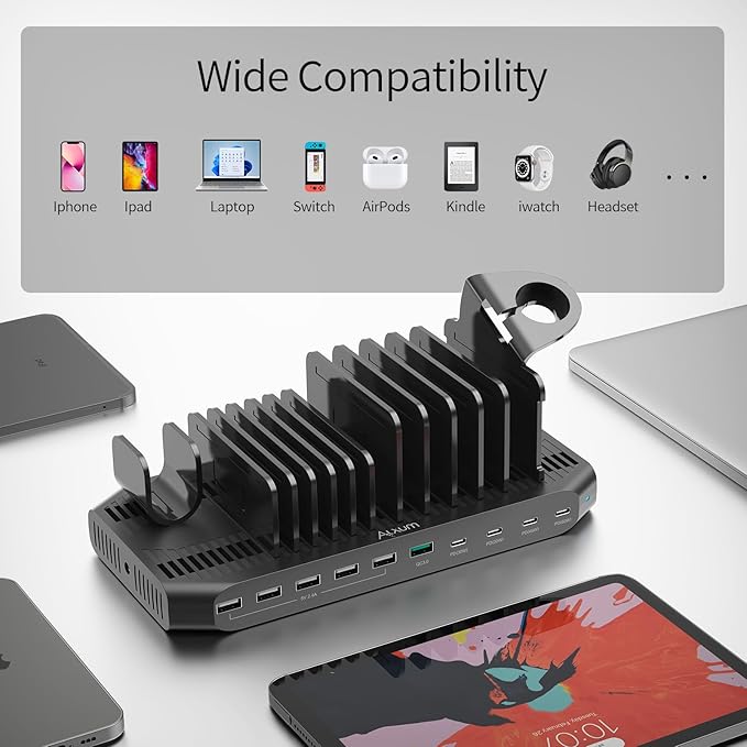 Alxum 140W USB C Charging Station -10 Port Fast Charging Station - Image 7