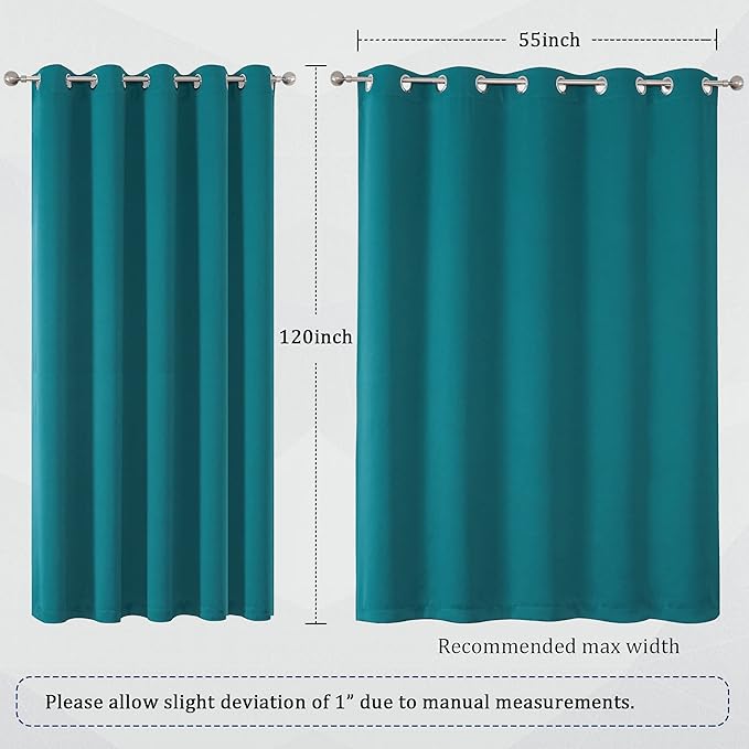 DUALIFE 120 Inch Length Teal Curtains 2 Panels Set Grommet Curtain Drapes - Image 6