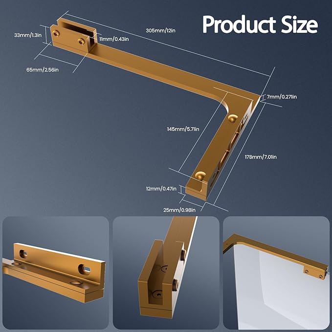 Shower Glass Support Bar, Both Sides Available, Frameless Bathroom Glass Clamp - Image 2