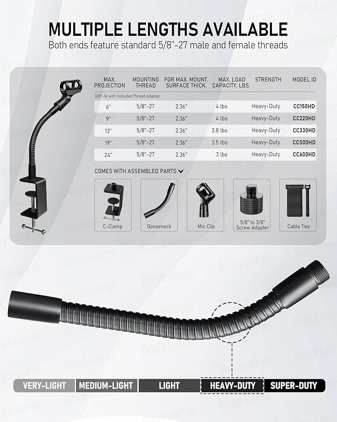 9-INCHS Flexible Gooseneck Microphone Stand - Image 2