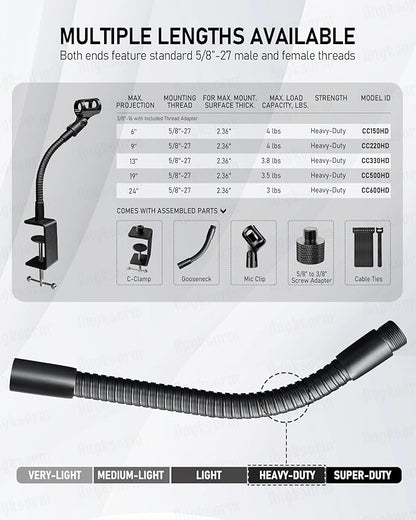 9-INCHS Flexible Gooseneck Microphone Stand - Image 2