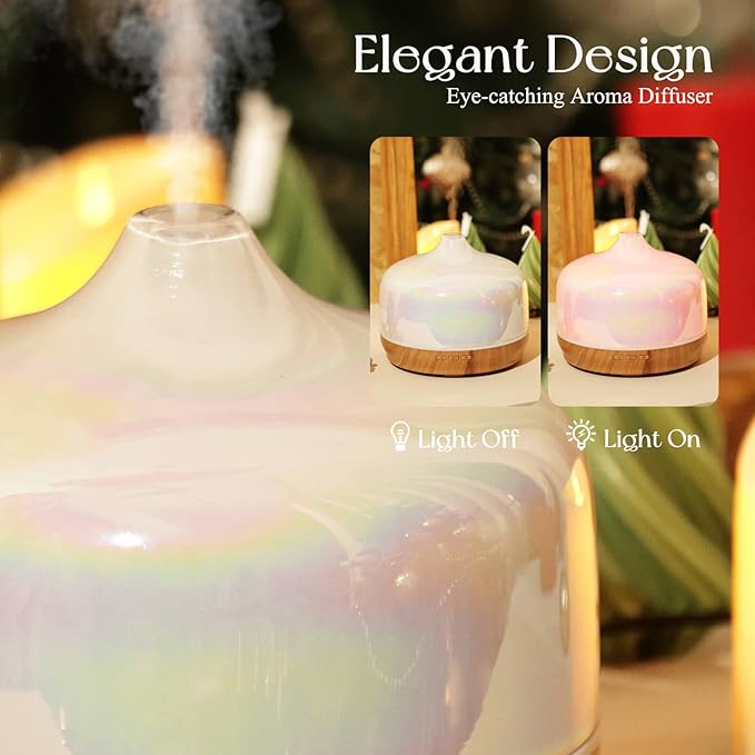 Porseme 500ml Glass Essential Oil Diffuser Aromatherapy Ultrasonic Cool Mist - Image 7