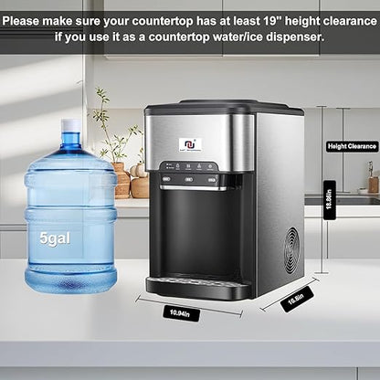 NUNET 3-in-1 Portable Ice Maker Water Dispenser Countertop Built-in Ice Machine - Image 3