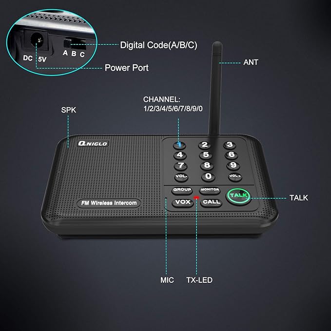 Intercoms Wireless for Home, 5280 Feet Long Range Wireless Intercom System for - Image 7