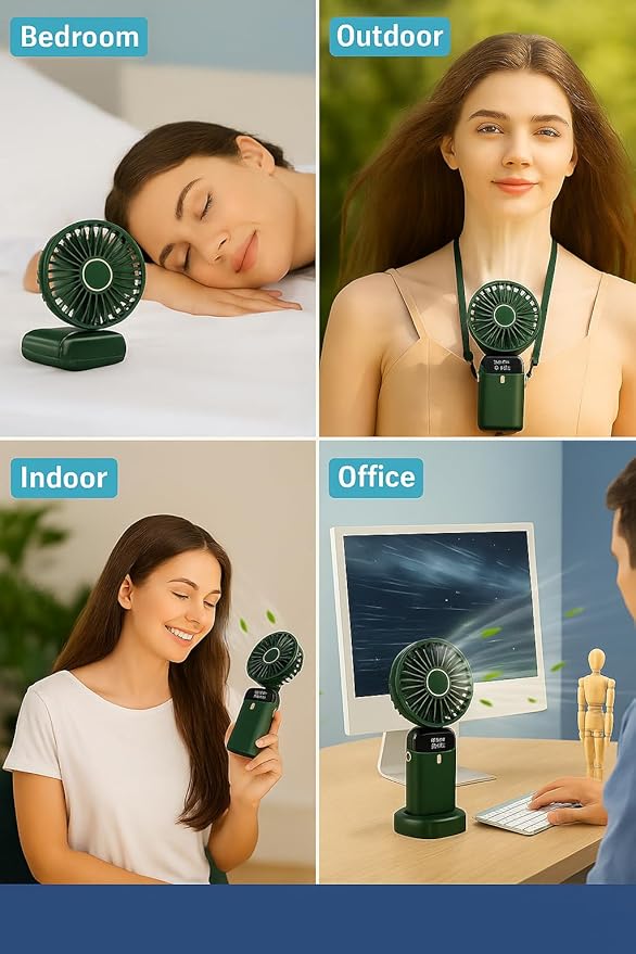 AMPMG LED Digital Display Rechargeable Fan – Portable Handheld & Desk Fan - Image 5