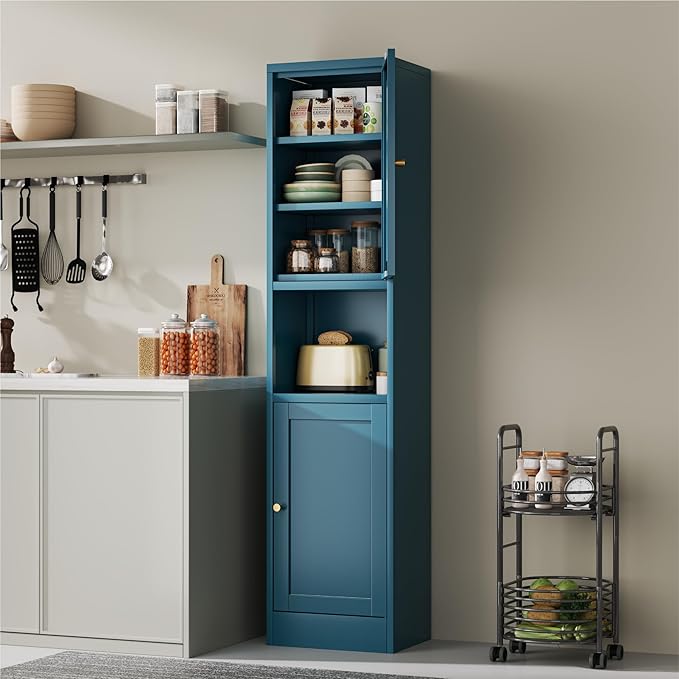 2-Door Metal Storage Cabinet, Tall Slim Pantry Organizer - Image 2