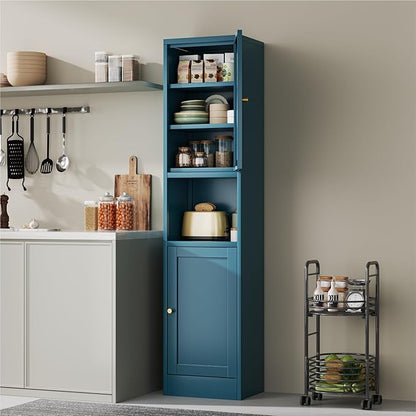 2-Door Metal Storage Cabinet, Tall Slim Pantry Organizer - Image 2