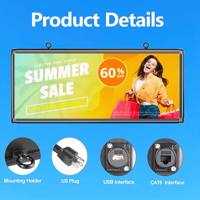 P6 Outdoor Full Color 40 x 18 inches Led Sign WIFI And USB Programmable Led - Image 4