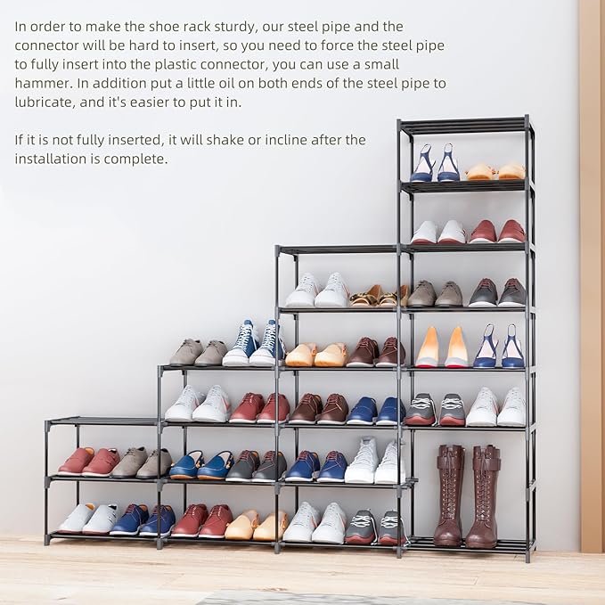 Large Shoe Rack 4 Rows 8 Tier 56-64 Pairs Big Shoes Storage Organizer Garage - Image 6