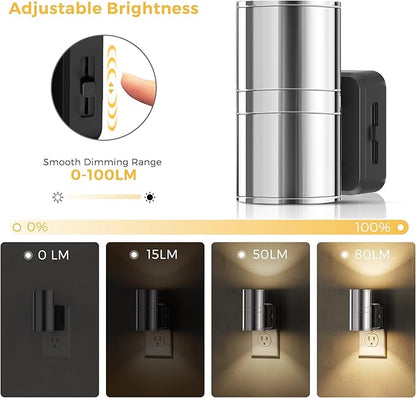 L LOHAS LED Night Light, Night Lights Plug into Wall, Smooth Silver Glossy - Image 2