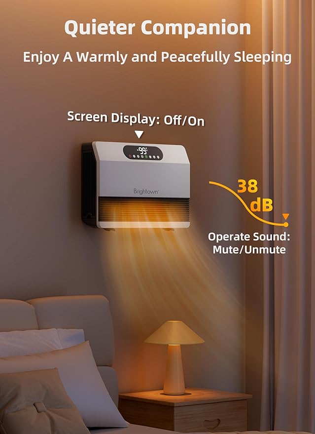 Brightown Wall Heater, Heater for Indoor Use 1500W, 5 Optional Modes, - Image 6