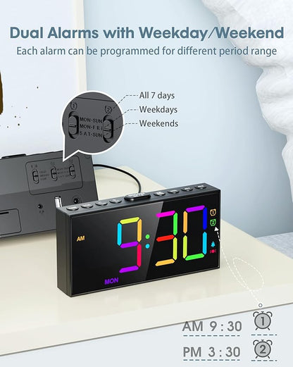 Loud Alarm Clock for Heavy Sleepers, RGB Vibrating Alarm Clock - Image 4