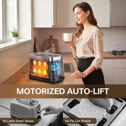 Mecity 2 Slice Toaster with Touch Screen & Auto Lift, Stainless Steel - Image 3