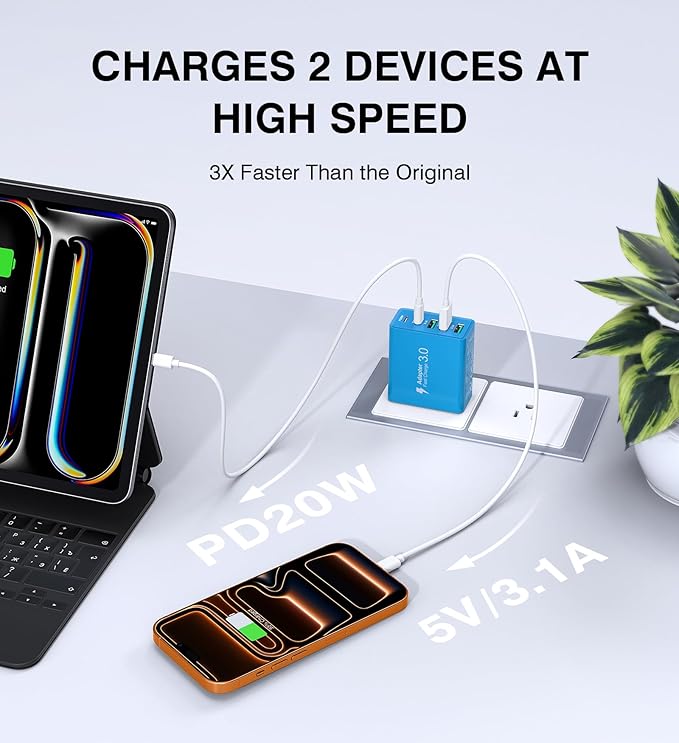 USB C Wall Charger, 60W USB C Charger Block 5-Port PD Fast Charging Blocks - Image 3