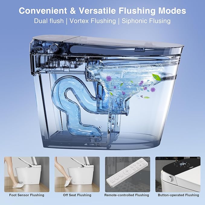 Elongated Smart Toilet with Auto-Open Lid & Heated Seat - Image 6