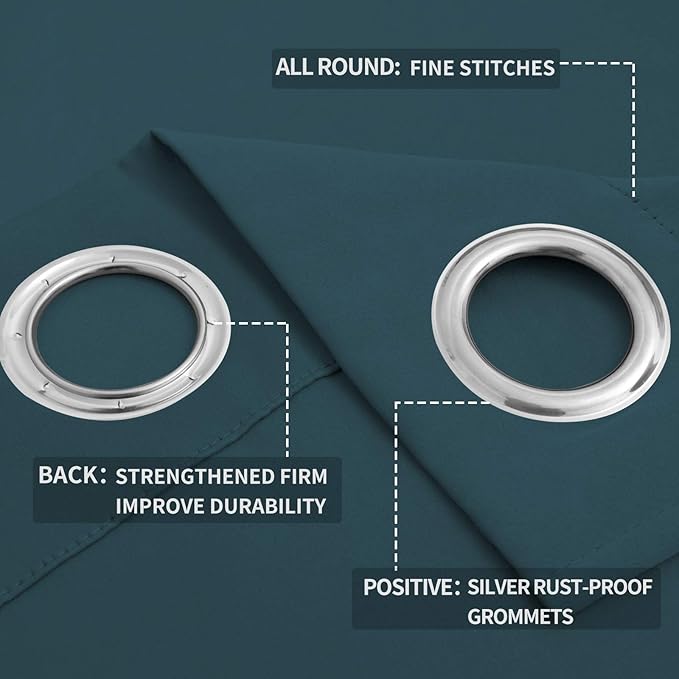 Easy-Going Blackout Curtains for Bedroom, Solid Thermal Insulated Grommet and - Image 4