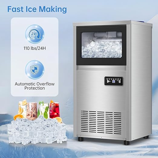 Commercial Ice Maker Machine 150 Lbs/24H, 30 Lbs Ice Bin, Undercounter Ice - Image 6