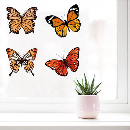 GORGECRAFT 6.3x6.3 4 Styles Spring Butterfly Vinyl Window Clings Non Adhesive Reusable Window Decals Stairway Sliding Glass Door Stickers Film to Prevent Bird Strikes for Office Bathroom