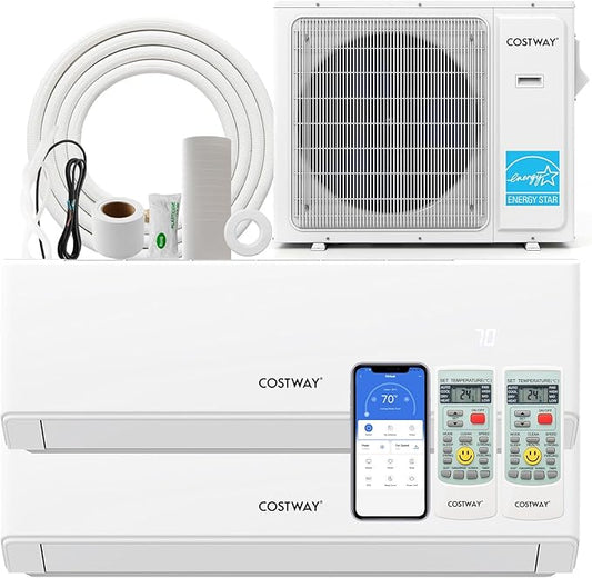 COSTWAY 30k Dual 2 Zone Mini Split Air Conditioner, 23 SEER2 12000 BTU+ 12000 by COSTWAY