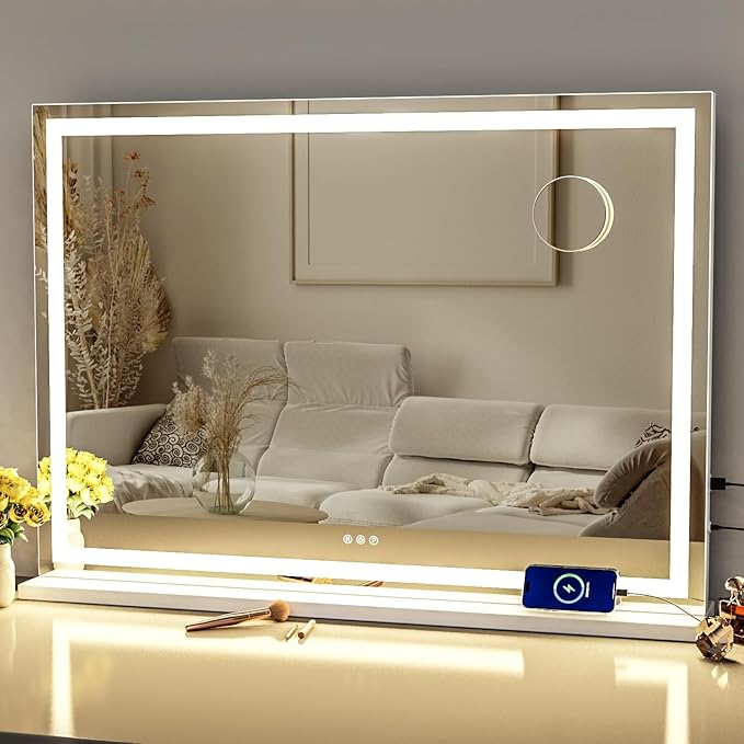 Makeup Vanity Mirror with Lights 32" x 24" Large LED Makeup Mirror, Light up by Gvnkvnlightupyourhome