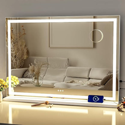 Makeup Vanity Mirror with Lights 32" x 24" Large LED Makeup Mirror, Light up by Gvnkvnlightupyourhome