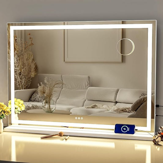 Makeup Vanity Mirror with Lights 32" x 24" Large LED Makeup Mirror, Light up by Gvnkvnlightupyourhome