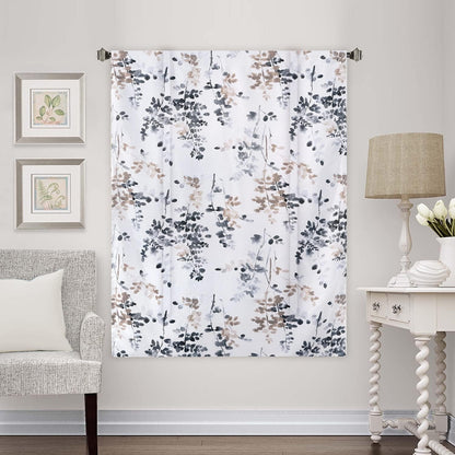 H.VERSAILTEX Blackout Tie Up Curtain - Thermal Insulated Balloon Curtain for Small Window, Kitchen - Rod Pocket Panel, 42" W x 45" L, Floral Pattern in Bluestone and Taupe
