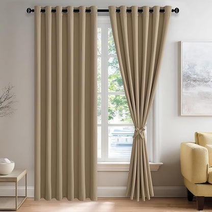 JIUZHEN Blackout Curtains with Tiebacks by JIUZHEN