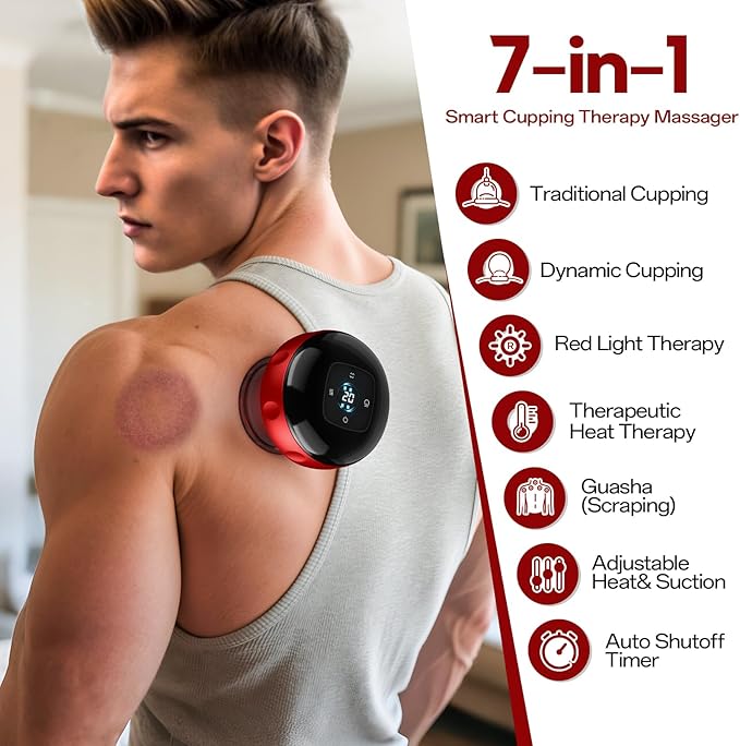 Cakoutanb 2 Pack Smart Cupping Therapy Massager, 7 in 1 Red Light Cupping - Image 4