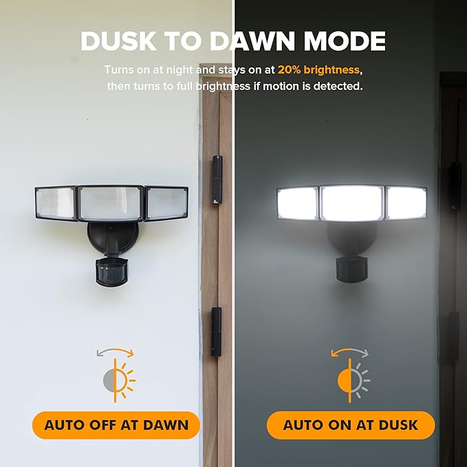 LUTEC 2 Pack 72W 7500LM LED Security Lights Motion Sensor Light Outdoor - Image 5