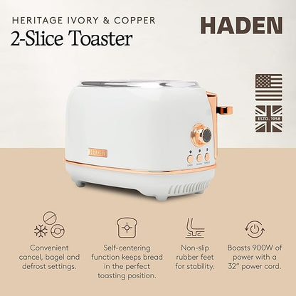 Haden Heritage 2-Slice Wide-Slot Toaster, Stainless-Steel Bread Toaster - Image 2
