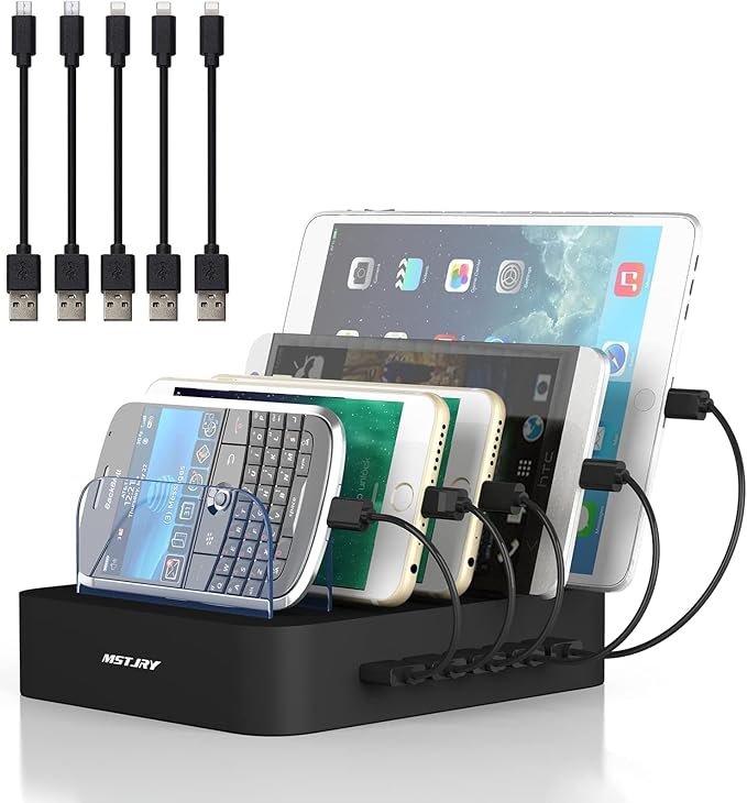 MSTJRY Charging Station for Multiple Devices : 5 Port Multi USB-A Charger - Image 4