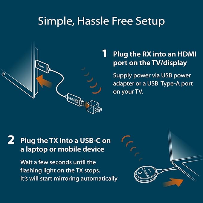 j5create ScreenCast USB-C to HDMI Wireless Display Transmitter and Receiver - Image 4