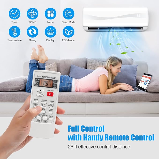 RELAX4LIFE Mini Split Ac/Heating System, 9000 BTU Ductless Mini Split Air - Image 5