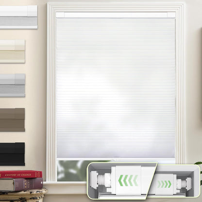 Custom Dual Tension Rod Blinds No Drill Cellular Shades for Indoor Windows | 1.5" Cell | Minimal Light Leak | No drill Installation | Insulation | Noise Reduced | White | 24"W x 54"H | Light Filtering