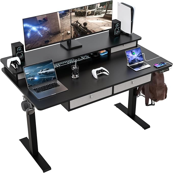 55 * 30 Inches Electric Standing Widened Desk Adjustable Height by ExaDesk