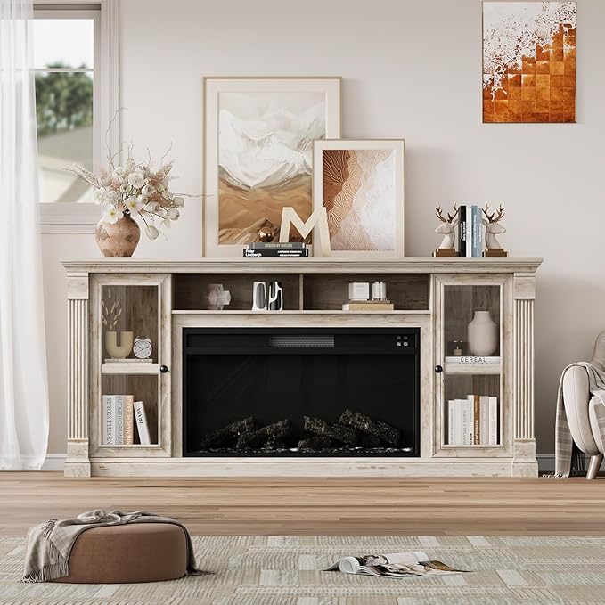 Farmhouse Fireplace TV Stand Up to 80" TVs, Media Console - Image 7