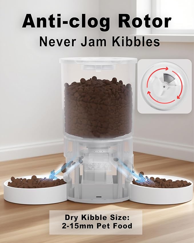 Automatic Cat Feeder for 2 Cats, Auto Dry Food Dispenser - Image 5