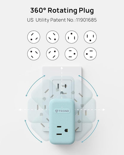 TROND Outlet Extender with USB, 360 Rotating Plug Adapter with PD 20W USB C Port - Image 3