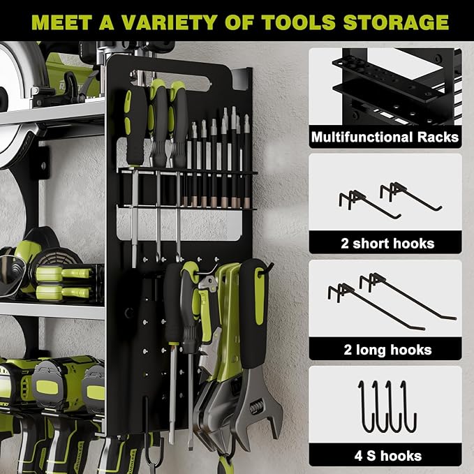 64" Power Tool Organizer Wall Mount, 16 Slots, 3-Tier Drill & Cordless Tool - Image 3