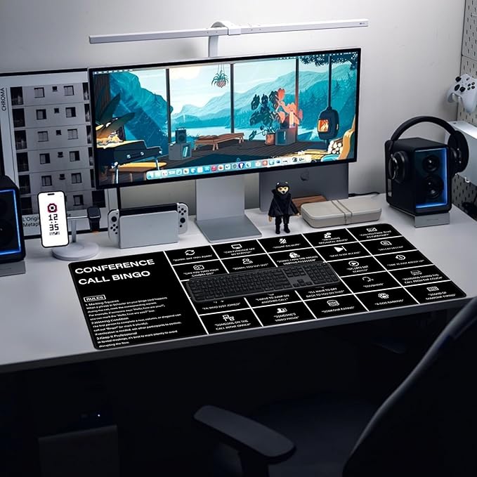 Baziabbo Office Desk Mat, Conference Call Bingo Mouse Pad - Image 6