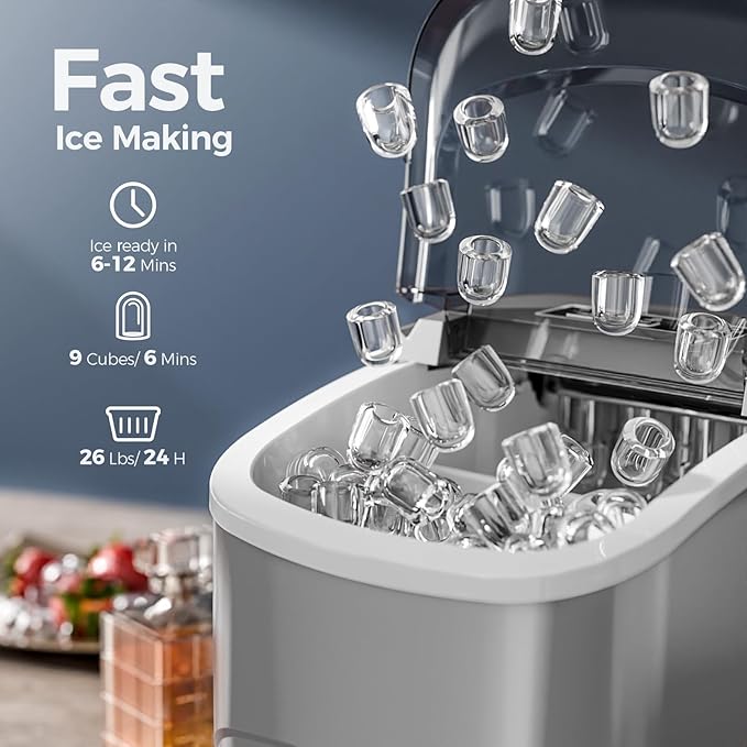 Ice Makers Countertop, 9 Cubes in 6 Mins, Portable Ice Maker Machine - Image 2