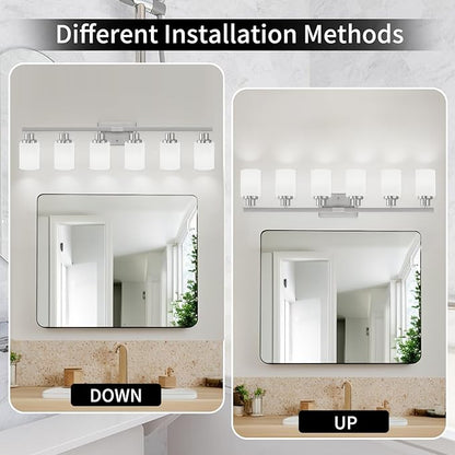 DIKAIDA 38" Bathroom Vanity Light, 6-Light Nickel Vanity Lights - Image 5