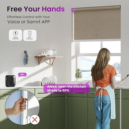 Astomi Motorized Roller Shades for Windows, Smart Blinds, Voice Control - Image 3