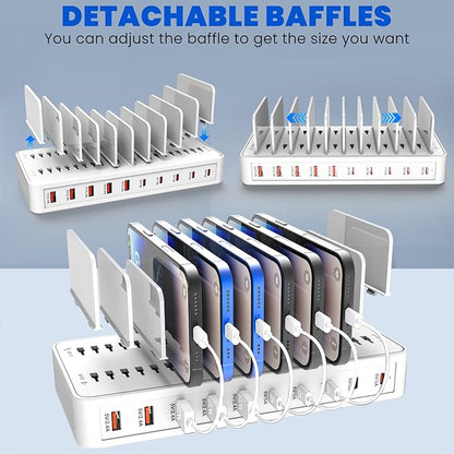 RISWOJOR Charging Station for Multiple Devices, 100W 10 Ports Charging Dock - Image 4