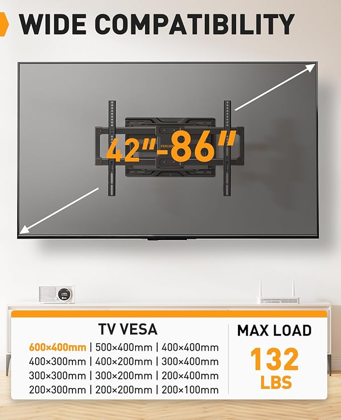 Perlegear Full Motion TV Wall Mount - Image 2